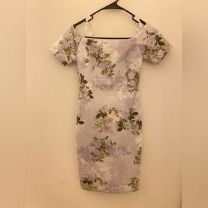 Calvin Klein Womens Floral Off-The-Shoulder Sheath Dress